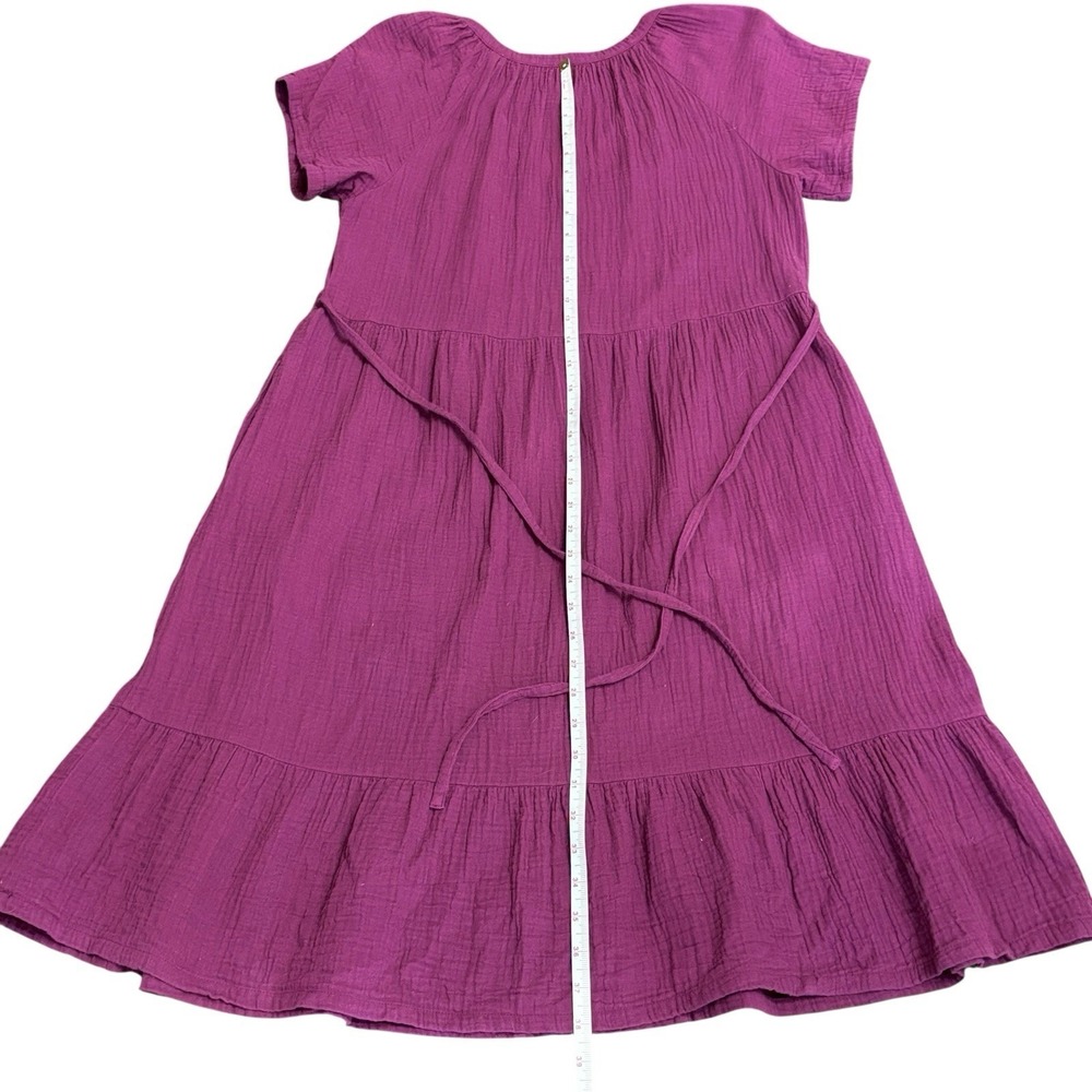 Pact Coastal Double Gauze Breezy Midi Dress Sz M Pockets Sangria Red - Picture 14 of 16